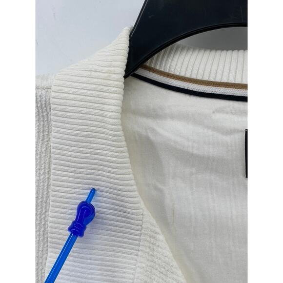 HUGO BOSS Men's Off-White Textured Regular-Fit Button-Up Short Sleeve Shirt SZ L - Picture 5 of 12